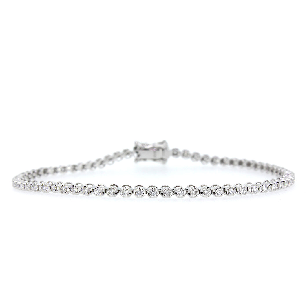 14KT white gold tennis bracelet with 0.89ctw round diamonds,...