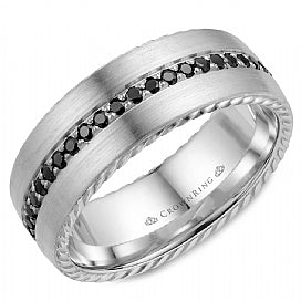 14KT white gold band with 0.75ctw round black diamonds (45 q...