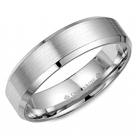 18KT white gold band with sandpaper center and high polish b...