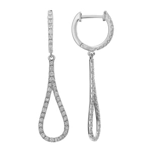 18KT white gold teardrop earrings with 0.83ctw round diamond...