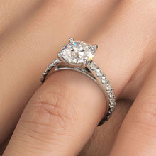 Load image into Gallery viewer, 18KT White Gold Cathedral Engagement Ring with 0.80ctw diamo...
