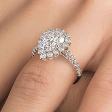 Load image into Gallery viewer, 18KT White Gold Pear Halo Engagement Ring with 0.85ctw diamo...
