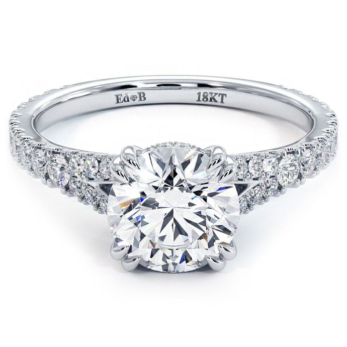 18KT White Gold Split Shank Engagement Ring with 0.56ctw dia...