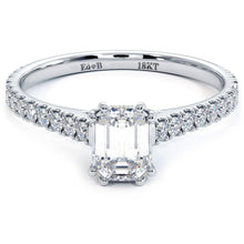 Load image into Gallery viewer, 18KT White Gold Emerald Cut Engagement Ring with 0.35ctw dia...
