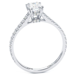 18KT White Gold Emerald Cut Engagement Ring with 0.35ctw dia...