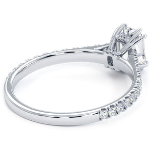 18KT White Gold Emerald Cut Engagement Ring with 0.35ctw dia...