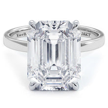 Load image into Gallery viewer, 18KT White Gold Emerald Cut Under-Halo Engagement Ring with ...
