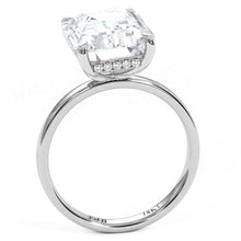 Load image into Gallery viewer, 18KT White Gold Emerald Cut Under-Halo Engagement Ring with ...
