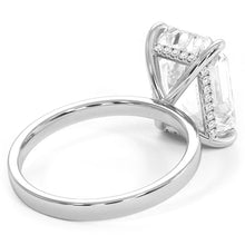 Load image into Gallery viewer, 18KT White Gold Emerald Cut Under-Halo Engagement Ring with ...
