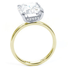 Load image into Gallery viewer, 18KT Y/W Gold Emerald Cut Under-Halo Engagement Ring with 0....
