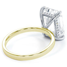 Load image into Gallery viewer, 18KT Y/W Gold Emerald Cut Under-Halo Engagement Ring with 0....
