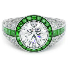 Load image into Gallery viewer, 18KT White Gold Deco Halo Ring with 0.35ctw diamonds, G/H-SI...

