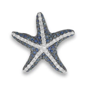 18KT white gold starfish pendant with 0.54ctw round sapphire...
