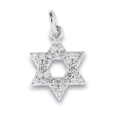 14KT white gold Star of David pendant with 0.30ctw round bri...