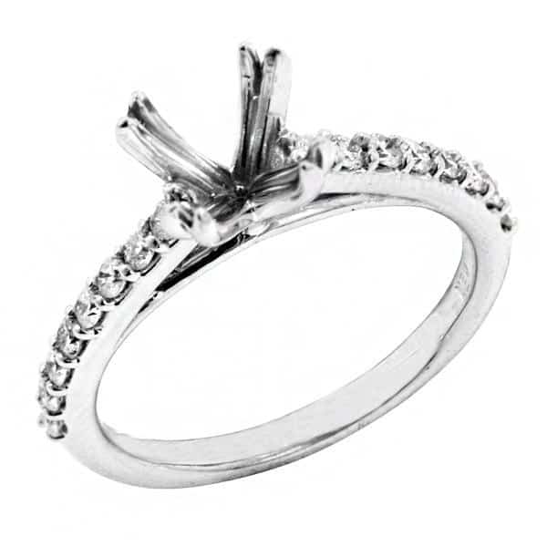 14KT white gold semi-mount with 0.34ctw round diamonds, H/I-...