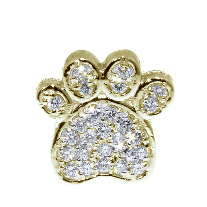 14KT yellow gold dog paw pendant with 0.26ctw round diamonds...