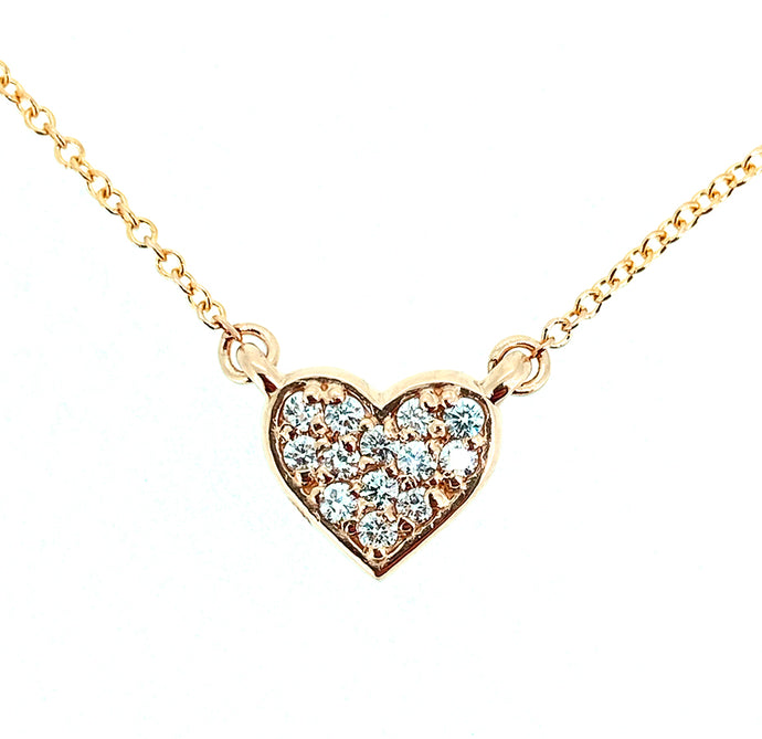 14KT yellow gold heart necklace with 0.13ctw round diamonds,...