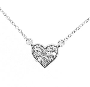 14KT white gold heart necklace with 0.13ctw round diamonds, ...