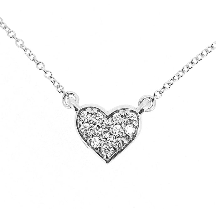 14KT white gold heart necklace with 0.13ctw round diamonds, ...