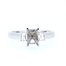 Load image into Gallery viewer, 14KT white gold three-stone ring with 0.30ctw emerald cut si...
