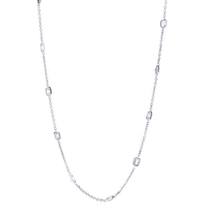 18KT white gold diamonds by the yard necklace with 5.47ctw e...
