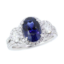 Load image into Gallery viewer, 14KT white gold ring with 3.07ct oval sapphire (GIA Certifie...
