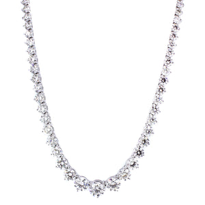 18KT white gold graduated tennis necklace with 25.10ctw roun...