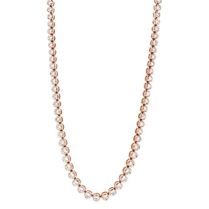 14KT rose gold choker necklace with 3.79ctw bezel set round ...
