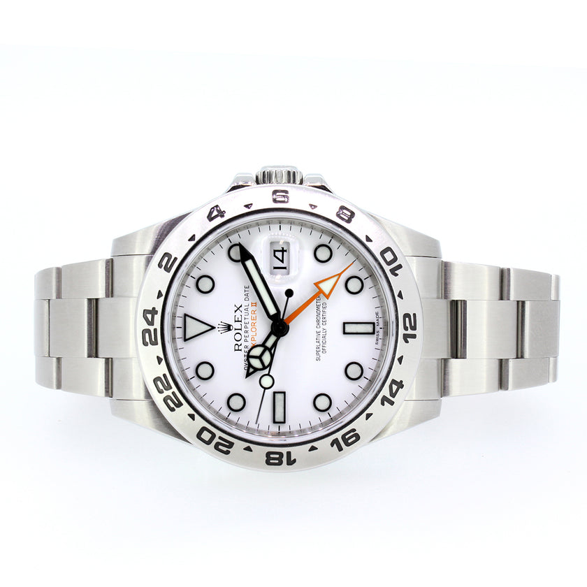 Rolex Explorer II, Stainless Steel, White Dial, 42mm – Diamond Vault