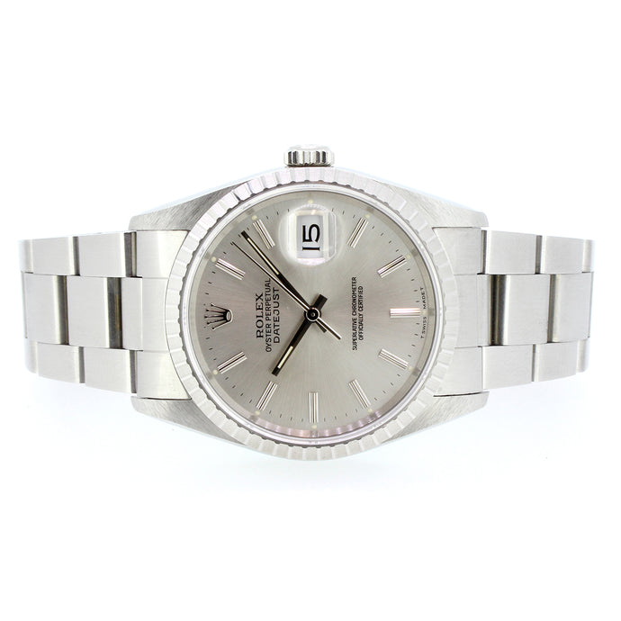 Rolex DateJust, Stainless Steel, Silver Dial, Oyster Bracelet, 36mm