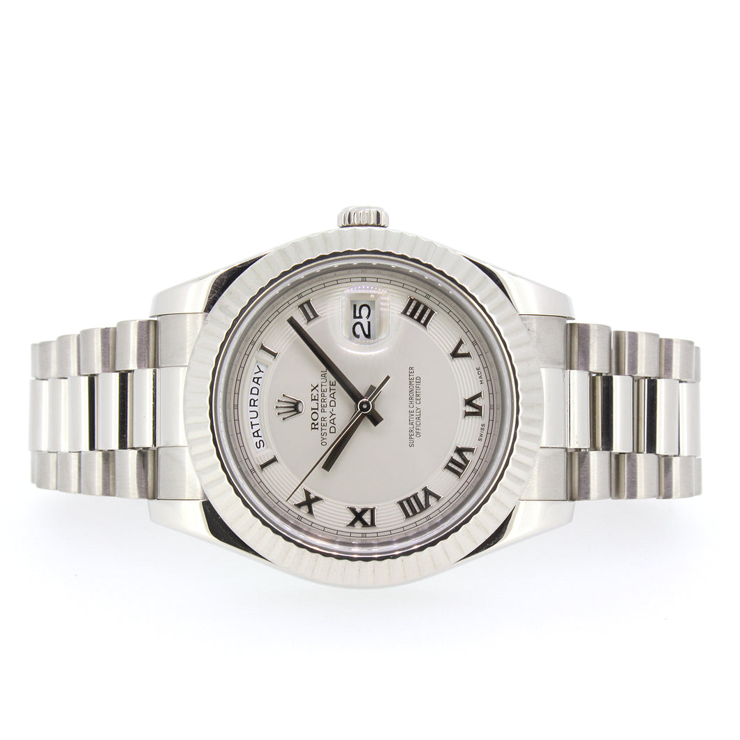 Rolex Day-Date II, President, 18KT White Gold, Ivory Dial, 41mm