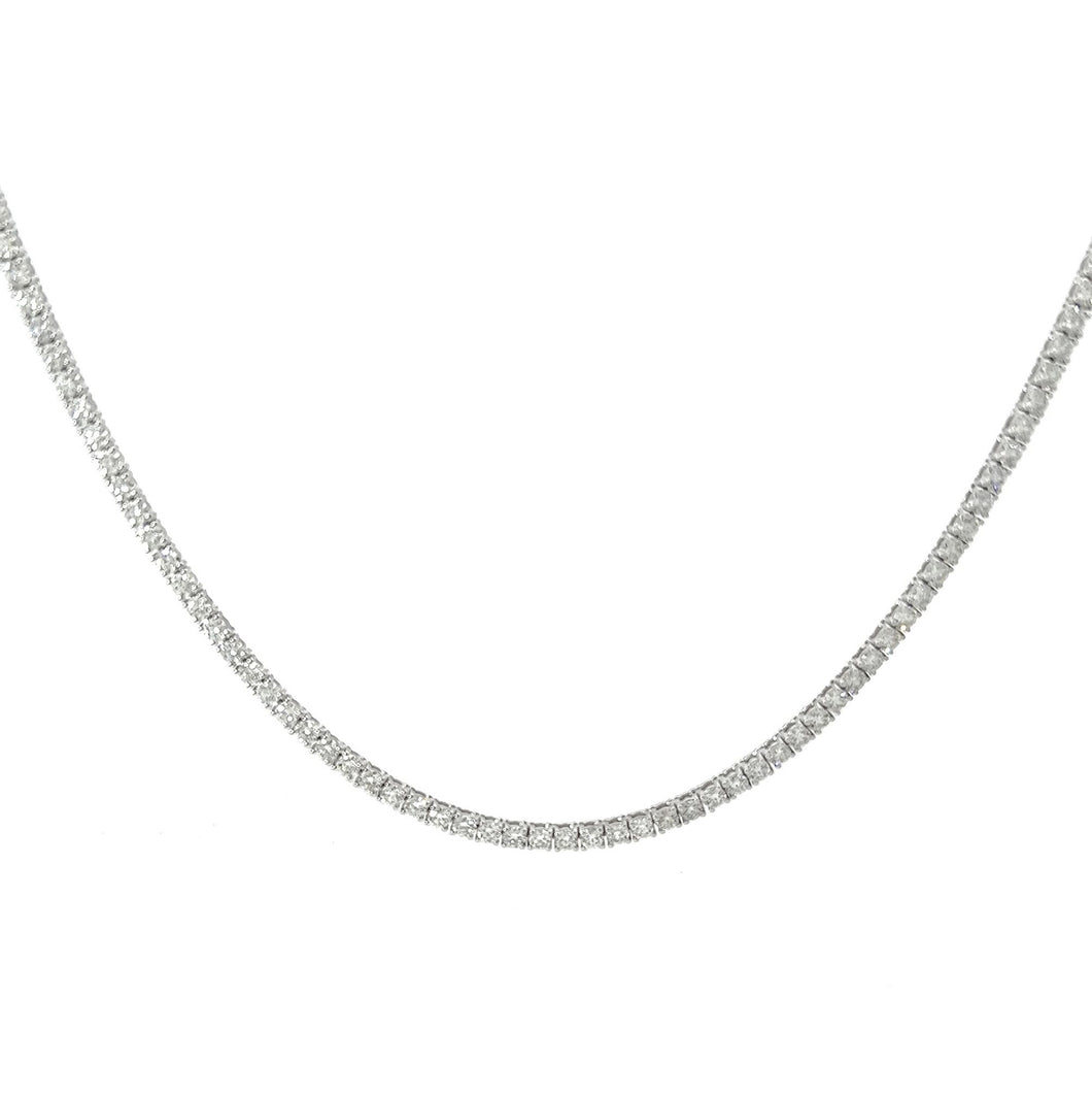 14KT White Gold Four Prong Tennis Necklace with 9.13ctw diam...