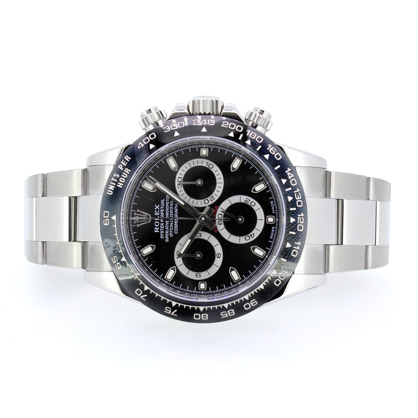 Rolex Daytona Stainless Steel Ceramic Bezel Black Dial 40mm