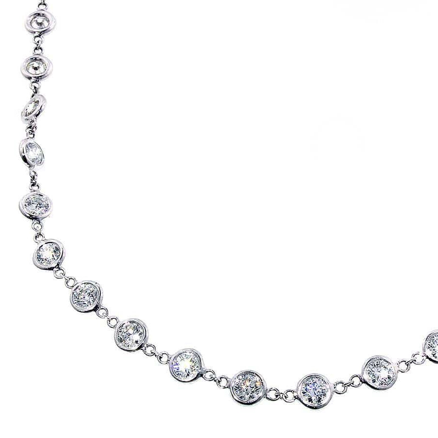18KT white gold diamonds by the yard necklace with 10.46ctw ...