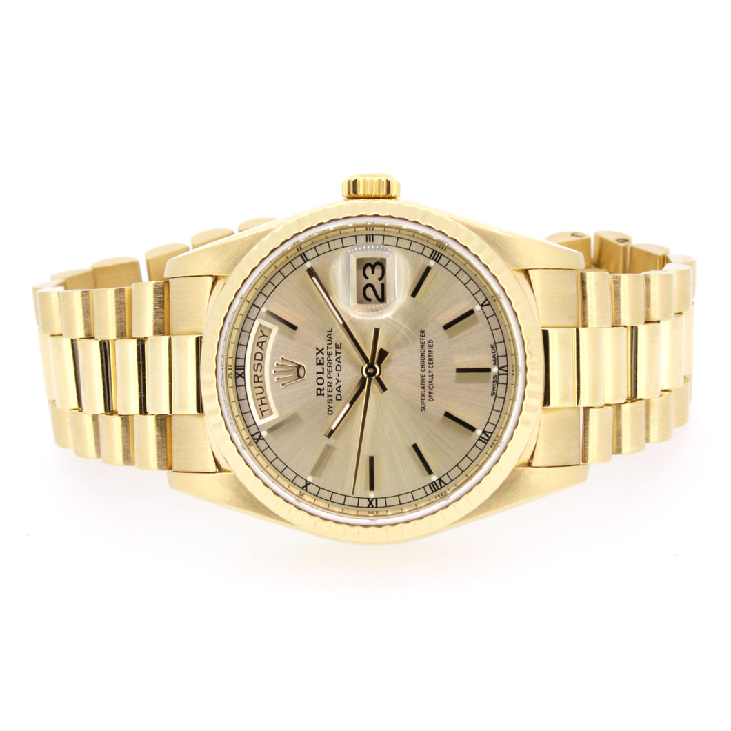 Rolex Day-Date, President, 18KT Yellow Gold, Champagne Dial, 36mm