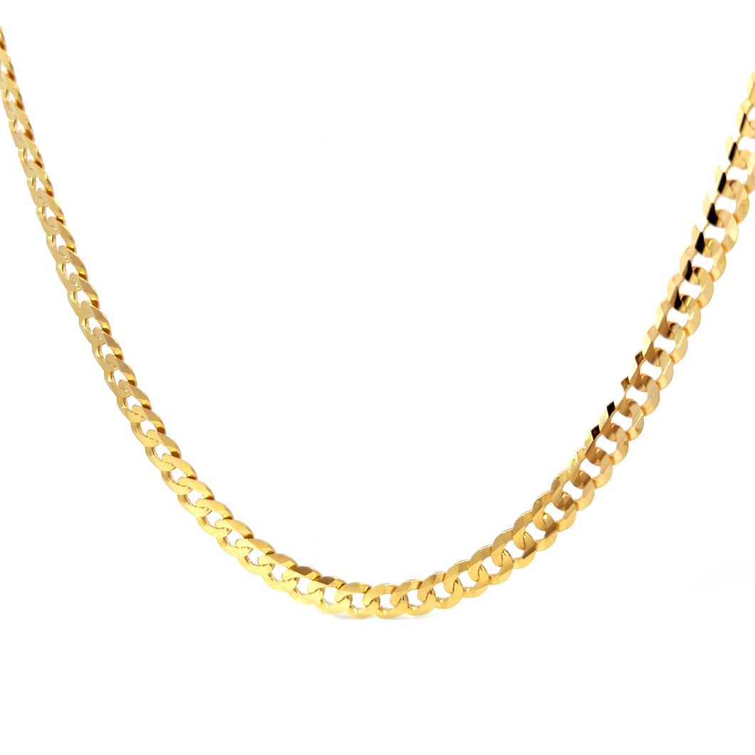 14KT yellow gold concave curb link chain, 7.5mm, 24 inches