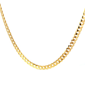 14KT yellow gold flat concave curb link chain, 7mm, 24 inche...