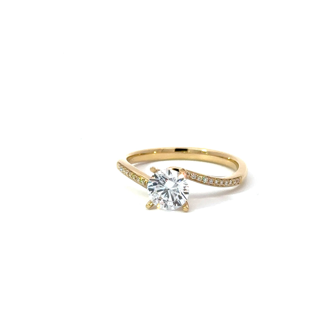 14KT yellow gold engagement ring with 0.05ctw round diamonds...