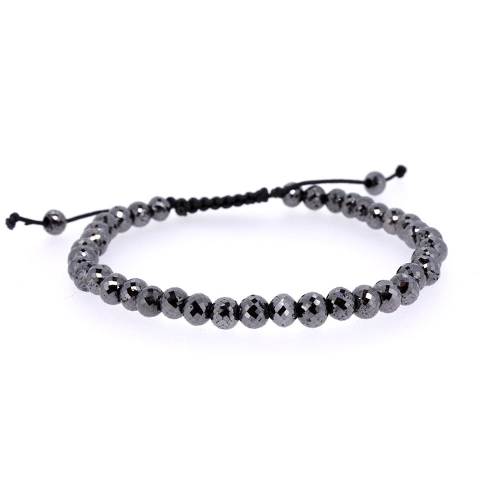 Black diamond beaded bracelet (31ctw) with adjustable slip k...