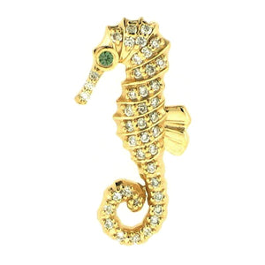 14KT yellow gold seahorse pendant with 0.25ctw round diamond...