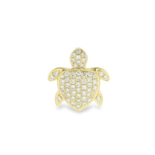 14KT yellow gold turtle pendant with 0.42ctw round diamonds,...