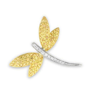 18KT yellow gold dragonfly pendant with 0.50ctw yellow sapph...