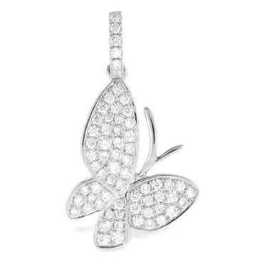14KT white gold butterfly pendant with 0.42ctw round diamond...