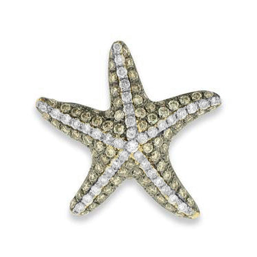 18KT yellow gold starfish pendant with 0.57ctw champagne dia...