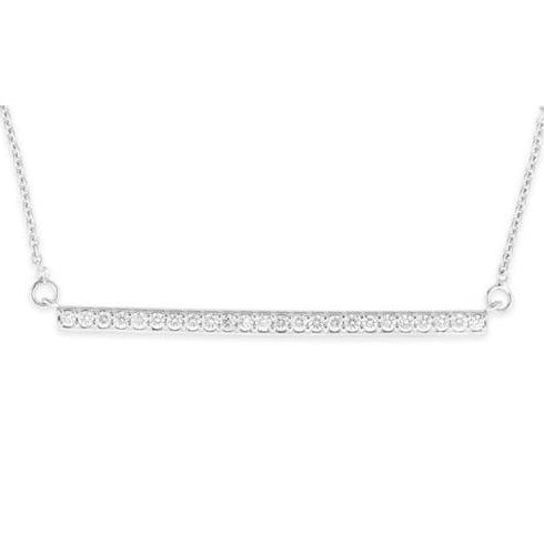 14KT white gold bar necklace with 0.24ctw round diamonds, H/...