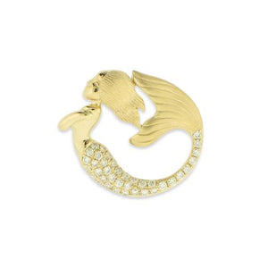 14KT yellow gold mermaid pendant with 0.24ctw round diamonds...