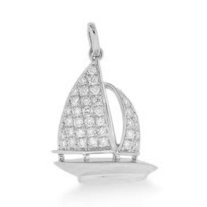 14KT white gold sailboat pendant with 0.34ctw round diamonds...
