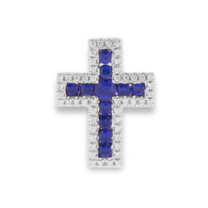 14KT white gold cross with 0.43ctw round sapphires, 11 qty, ...