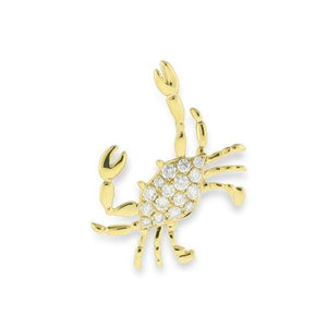 14KT yellow gold crab pendant with 0.25ctw round diamonds, H...