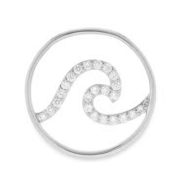14KT white gold wave pendant with 0.28ctw round diamonds, H/...